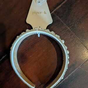 Piper K Pearl Embellished Headband - White